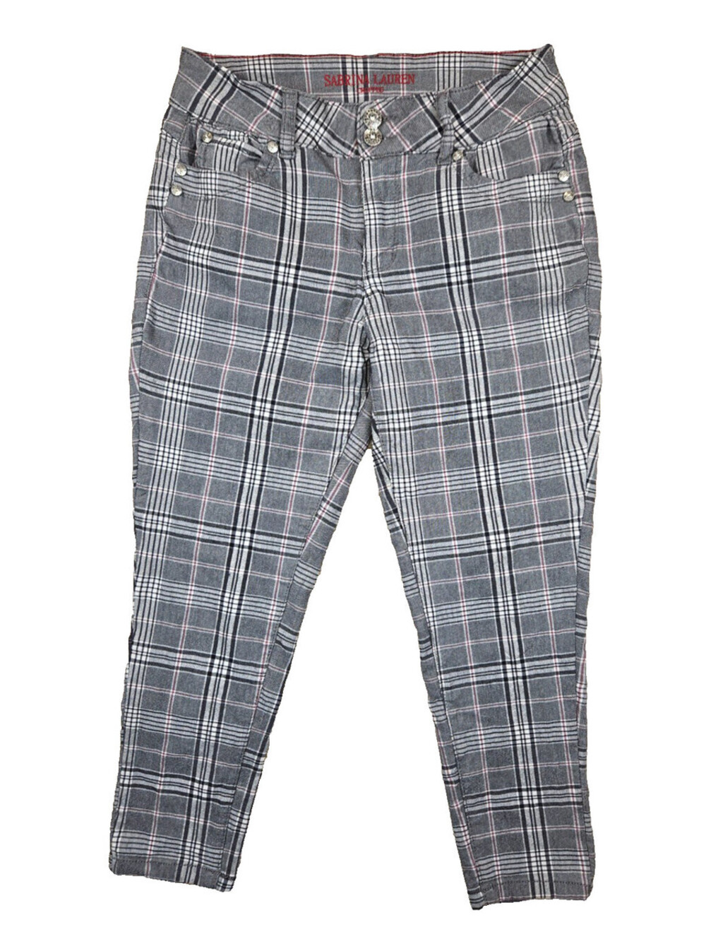 Sabrina Lauren Gray Classic Plaid Stretch Capri Pants Size 10